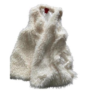 70s Hippie Style Fuzzy Shag Vest Cream Size Large